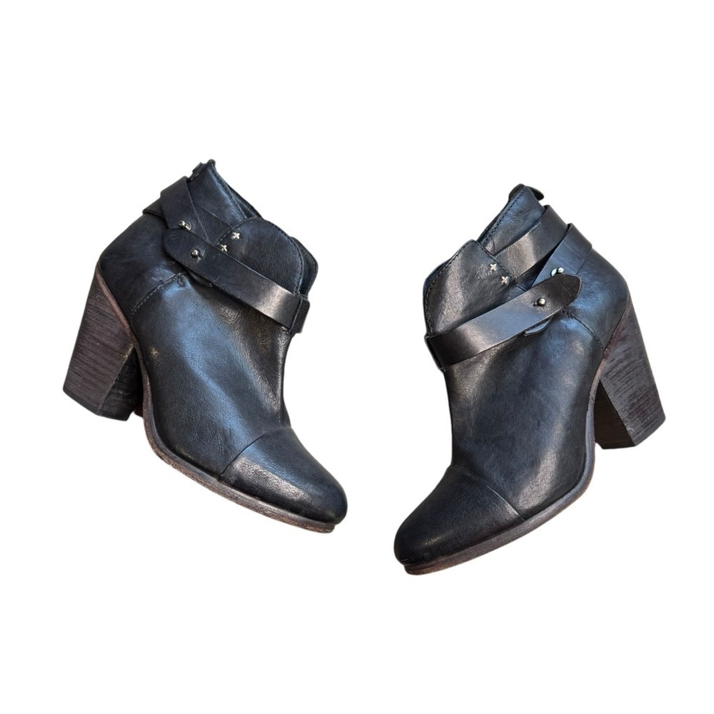 Rag & Bone Women's Size 37 US 7 Black Leather Harrow Ankle Boots